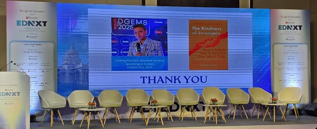 Economic Times EDNXT stage in Bengaluru featuring Coding Pro