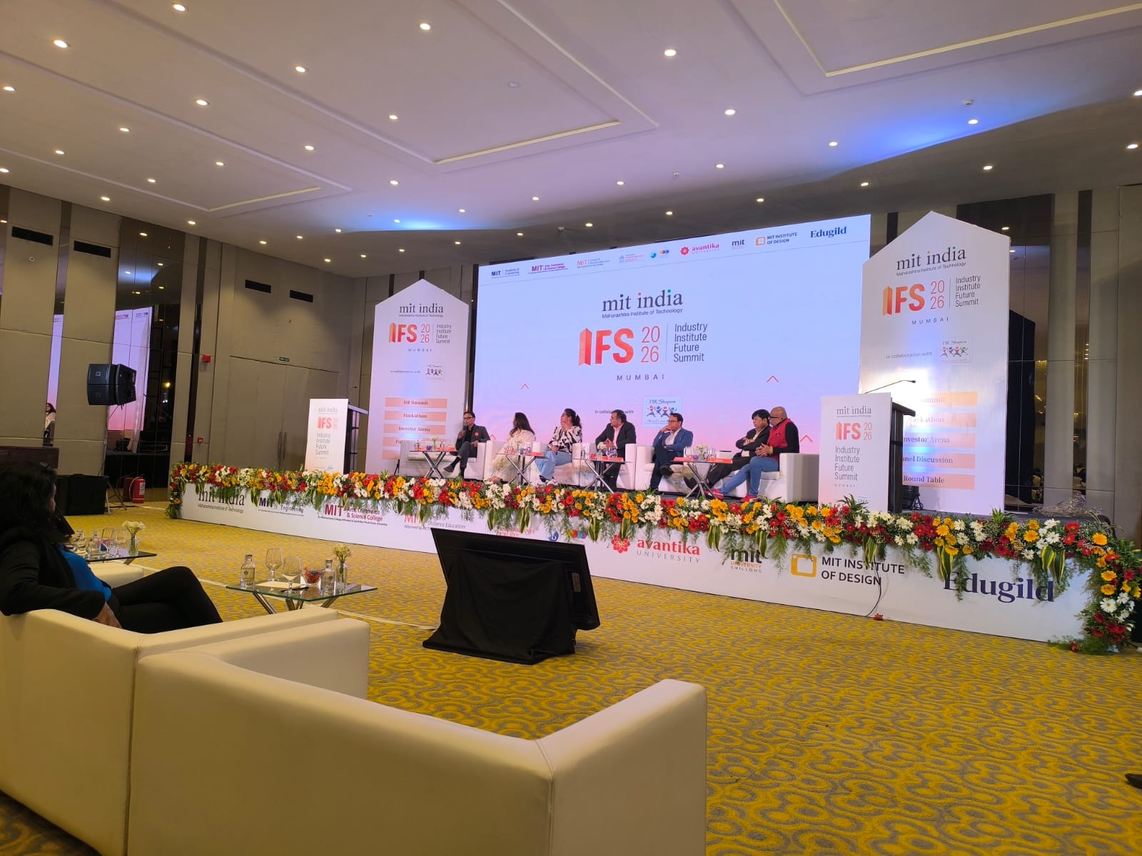 Panel discussion stage at MIT India Industry Institute Future Summit 2026